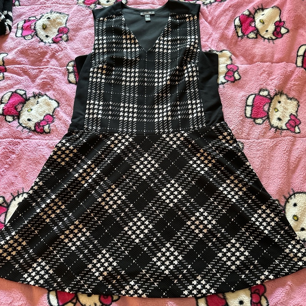 Black and white plaid punk alternative dress 🖤🤍